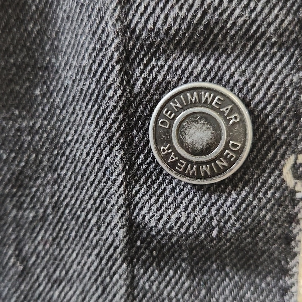 Stoosh Vintage Denim Women's Size L Black/Grey Butterfly Print Cropped Jacket - Picture 7 of 14